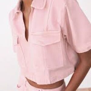 Zara Kids Pink Short Sleeve Jean Jacket